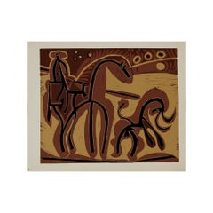 1959 linogravure by Pablo Picasso : Picador et taureau