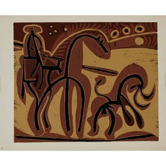 1959 linogravure by Pablo Picasso : Picador et taureau