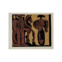 1959 linogravure by Pablo Picasso : Picador et torero