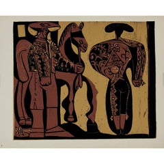 1959 linogravure by Pablo Picasso : Picador et torero