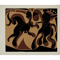 1959 linogravure by Pablo Picasso : Pique (noir et beige)