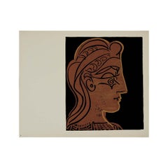 1959 linogravure by Pablo Picasso : Tête de femme de profil