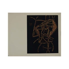 1959 linogravure by Pablo Picasso : Tête de femme