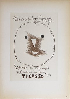 1959 Pablo Picasso 'Exposition de Ceramiques II' Cubism Brown Lithograph