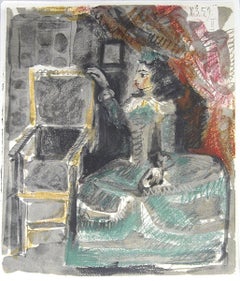 1960 Pablo Picasso 'Mädchen nach Velazquez' Kubismus Gelb::Weiß::Grau::Grün::Rot