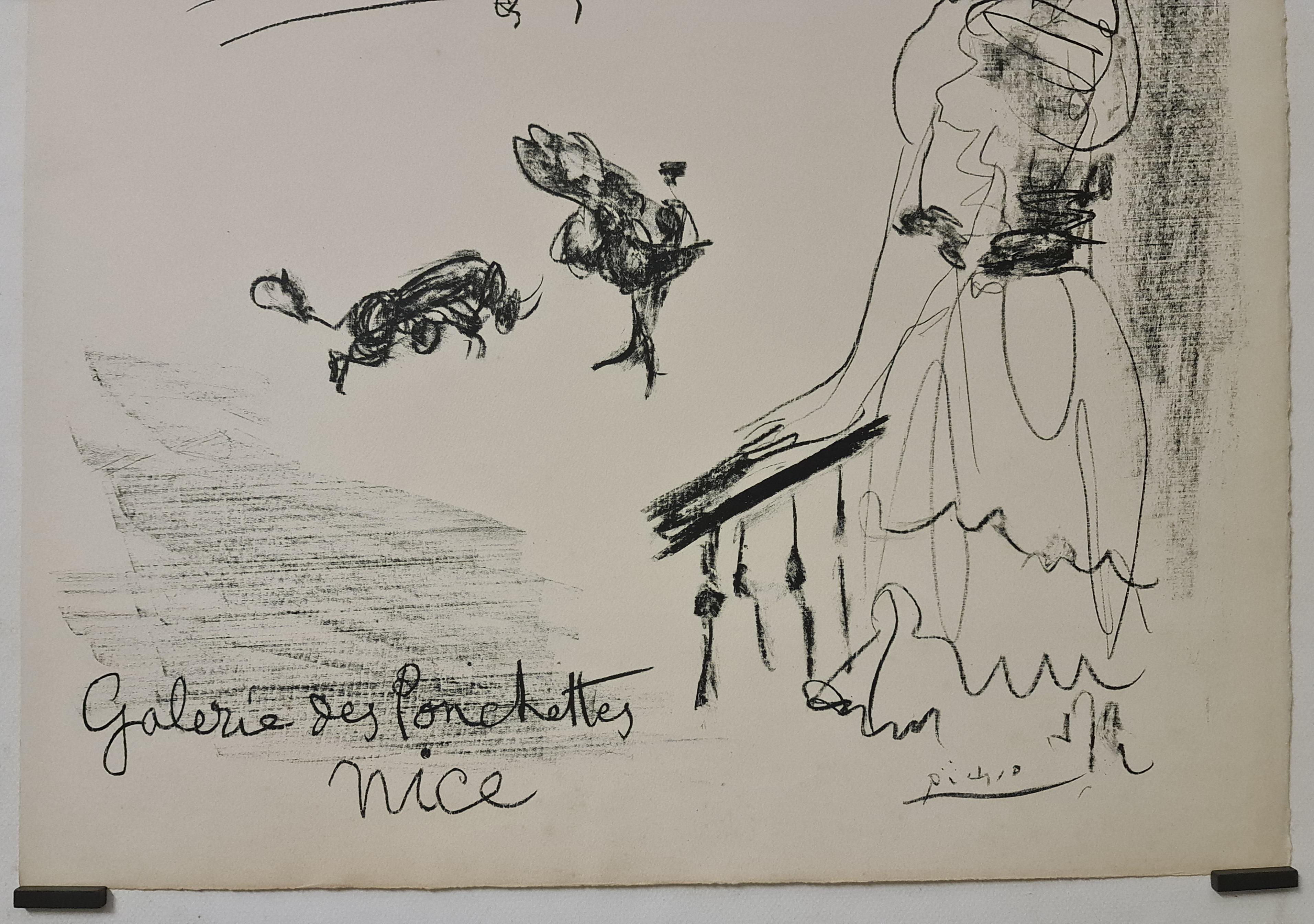 Cartel de 1960 de la Oeuvre Gravé de Pablo Picasso en la Galerie des Ponchettes de Niza 3