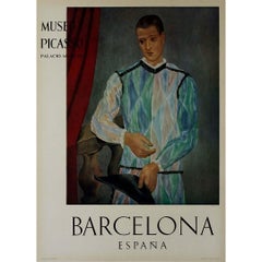 Vintage 1966 original poster by Pablo Picasso Arlequin Museu Picasso in Barcelona