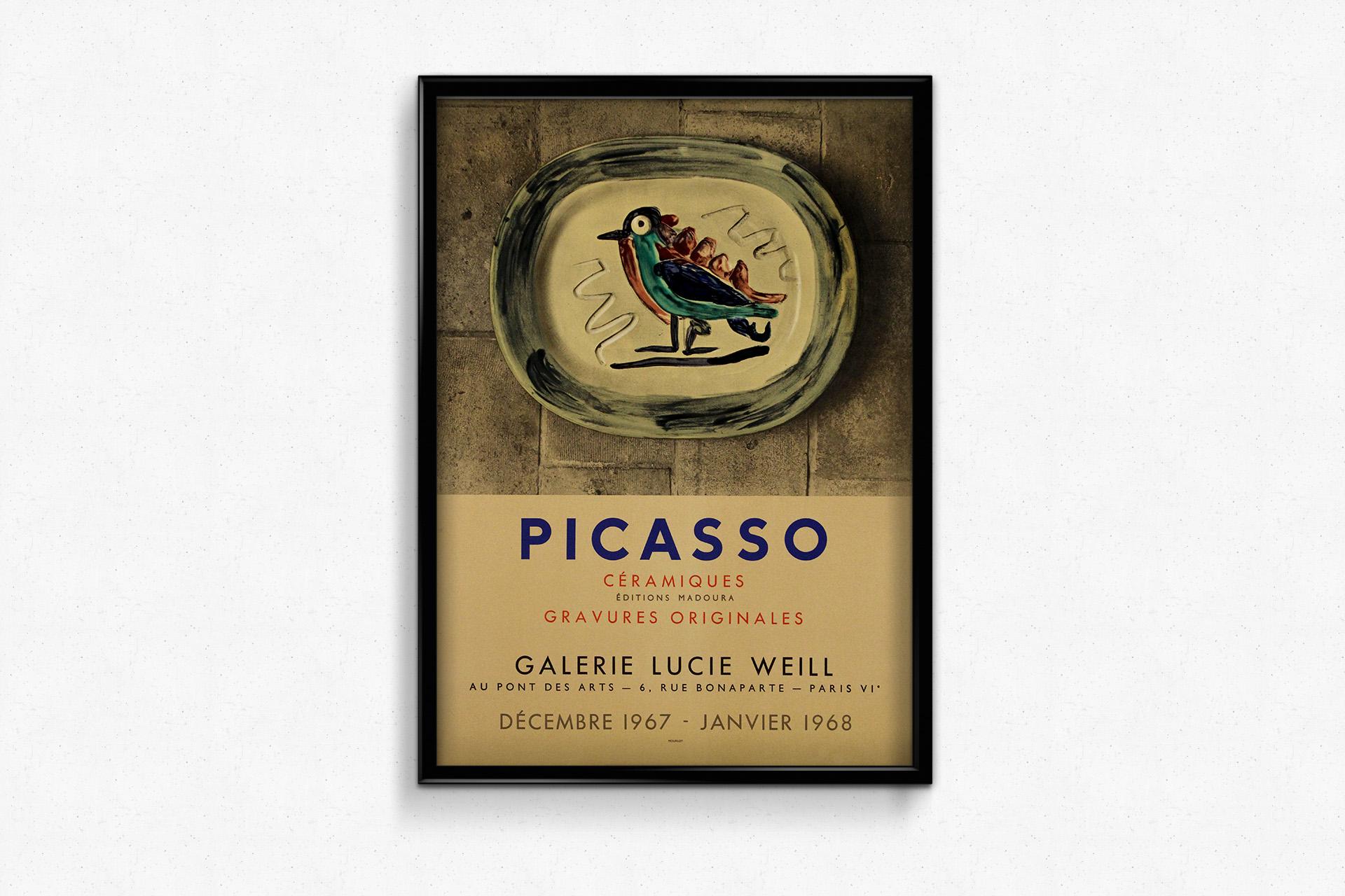 1967 original exhibition poster by Pablo Picasso at the Galerie Lucie Weill en vente 1
