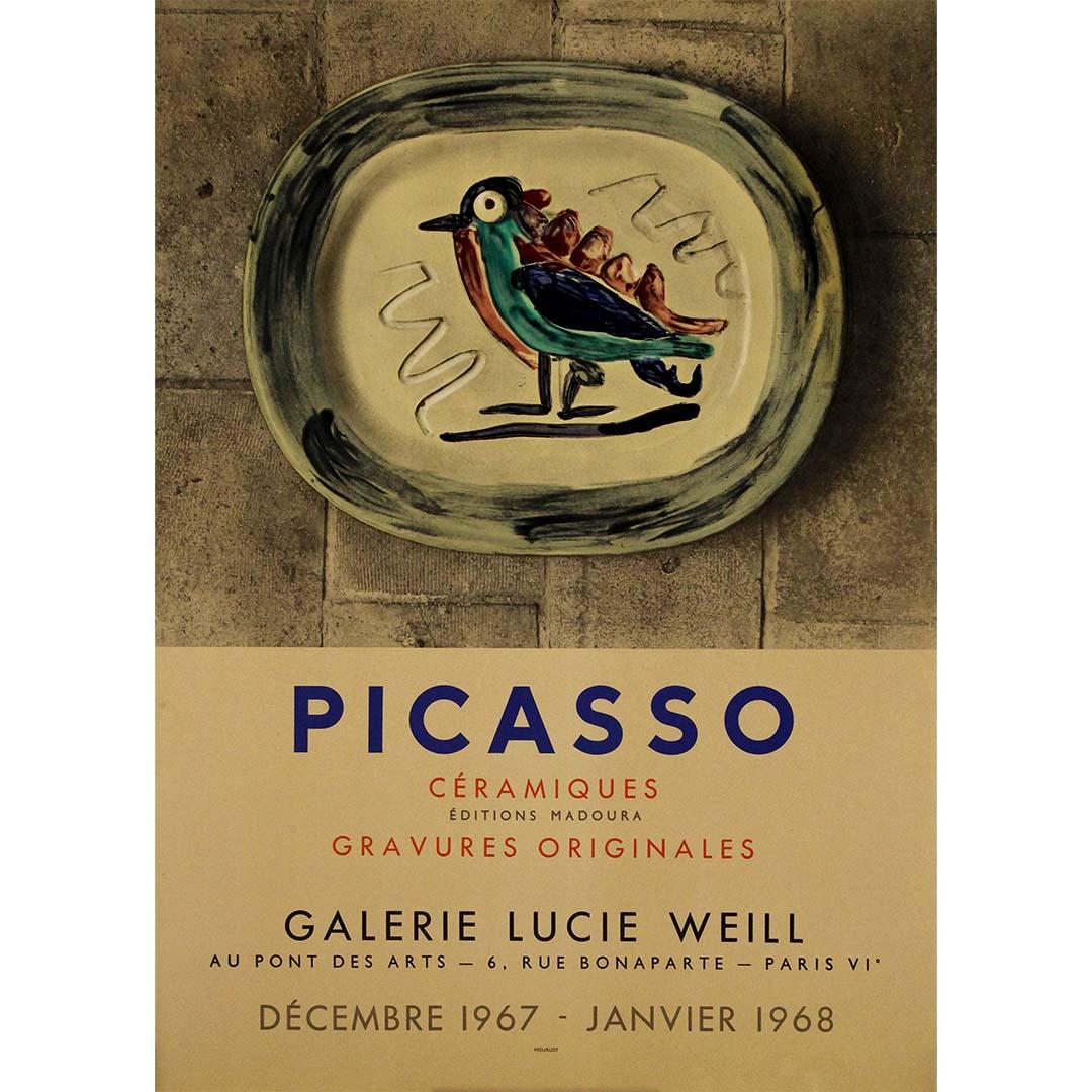 1967 original exhibition poster by Pablo Picasso at the Galerie Lucie Weill
