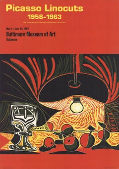 « Linocuts », lithographie rouge cubiste d'après Pablo Picasso, 1968