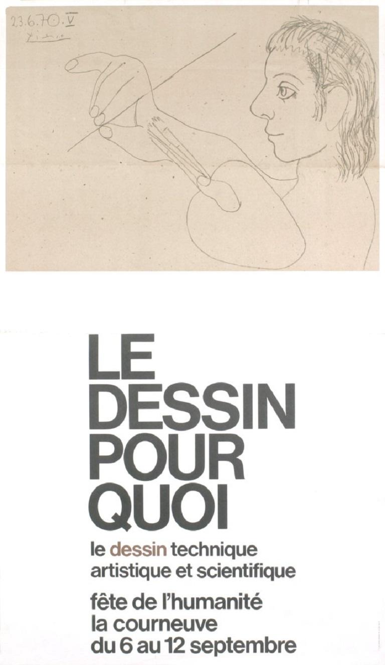 1973 (after) Pablo Picasso "Le Dessin Pour Quoi".  Vintage