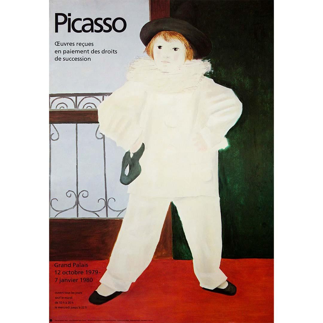 Pablo Picasso Print - 1980 original exhibition poster after Picasso – Paul en Pierrot Grand Palais