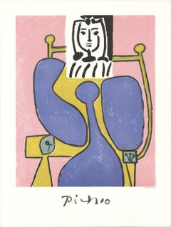1982 Pablo Picasso 'Femme Assise a la Robe Bleu' Modernism France Lithograph