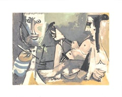 1991 Pablo Picasso 'The Artist and His Model' Cubism Gray, Brown USA Serigraph