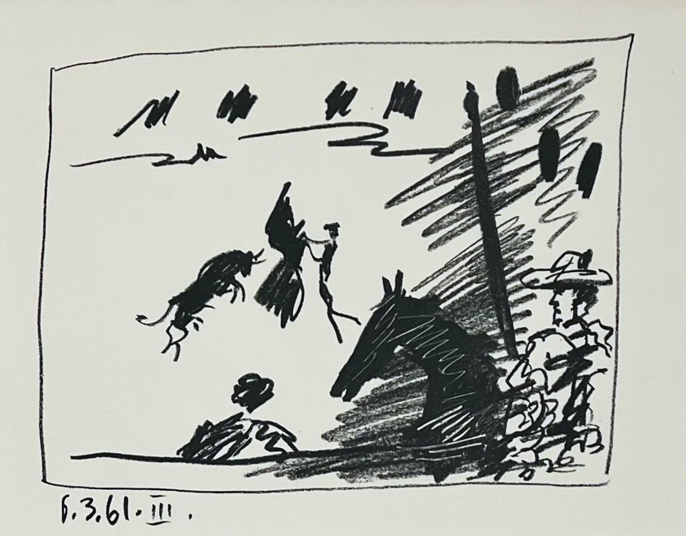 A Los Toros Avec Picasso (Set of Four) - Beige Landscape Print by Pablo Picasso