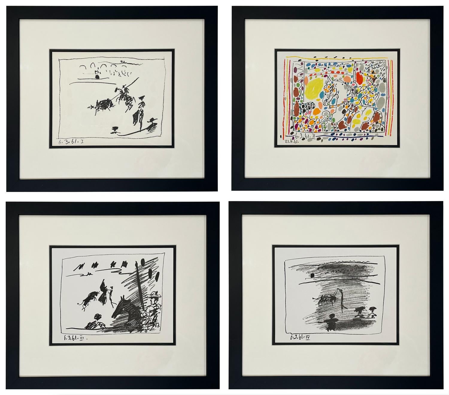 Animal Print Pablo Picasso - A Los Toros avec Picasso (Set of Four in Black Frames)