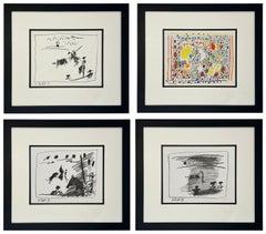A Los Toros Avec Picasso (Set of Four in Black Frames)