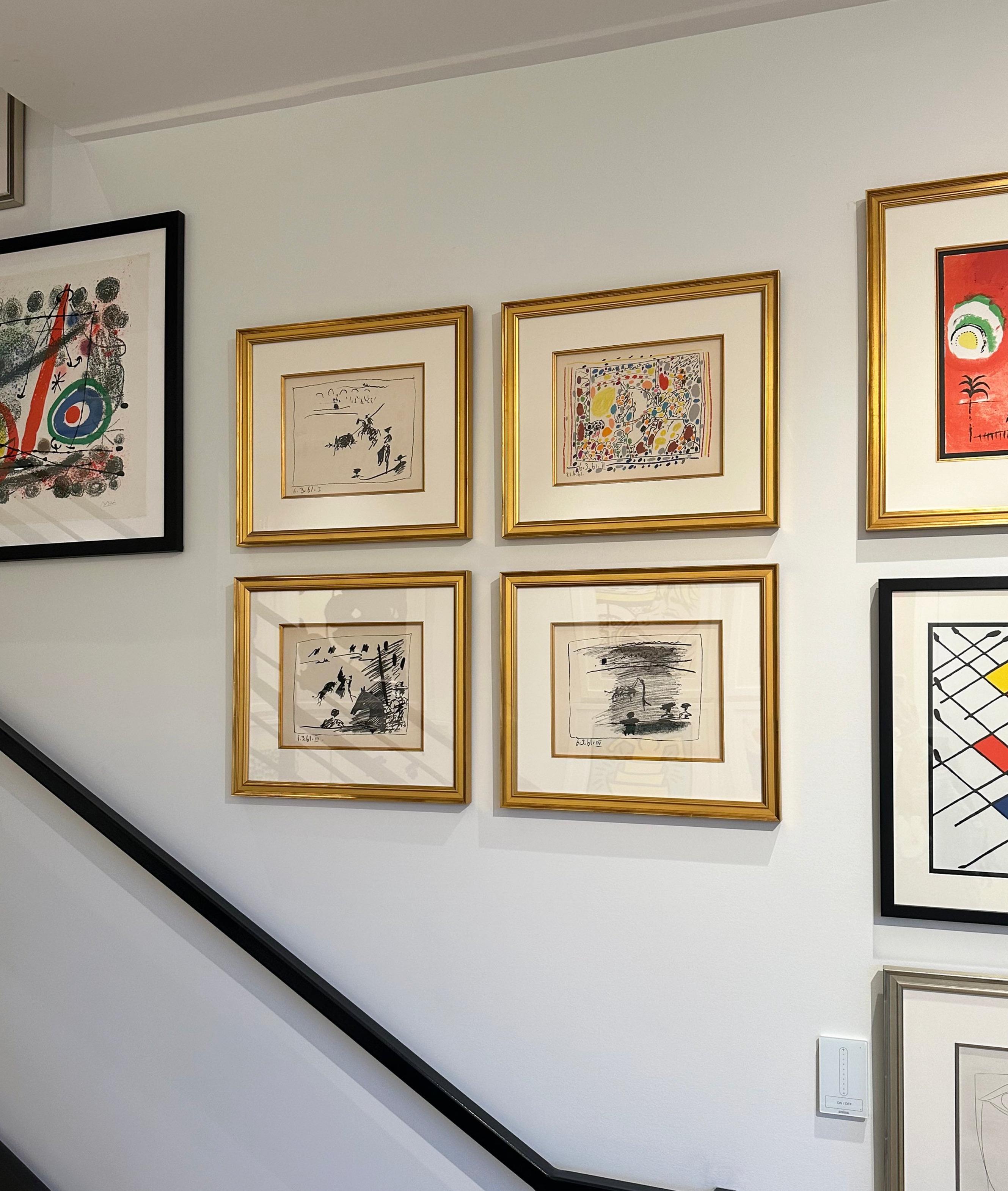 A Los Toros Avec Picasso (Set of Four in Gold Frames) 8