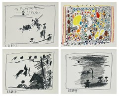 A Los Toros Avec Picasso (Set of Four in Gold Frames)
