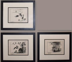 A Los Toros Avec Picasso (Set of Three Black & White Prints plus the book)