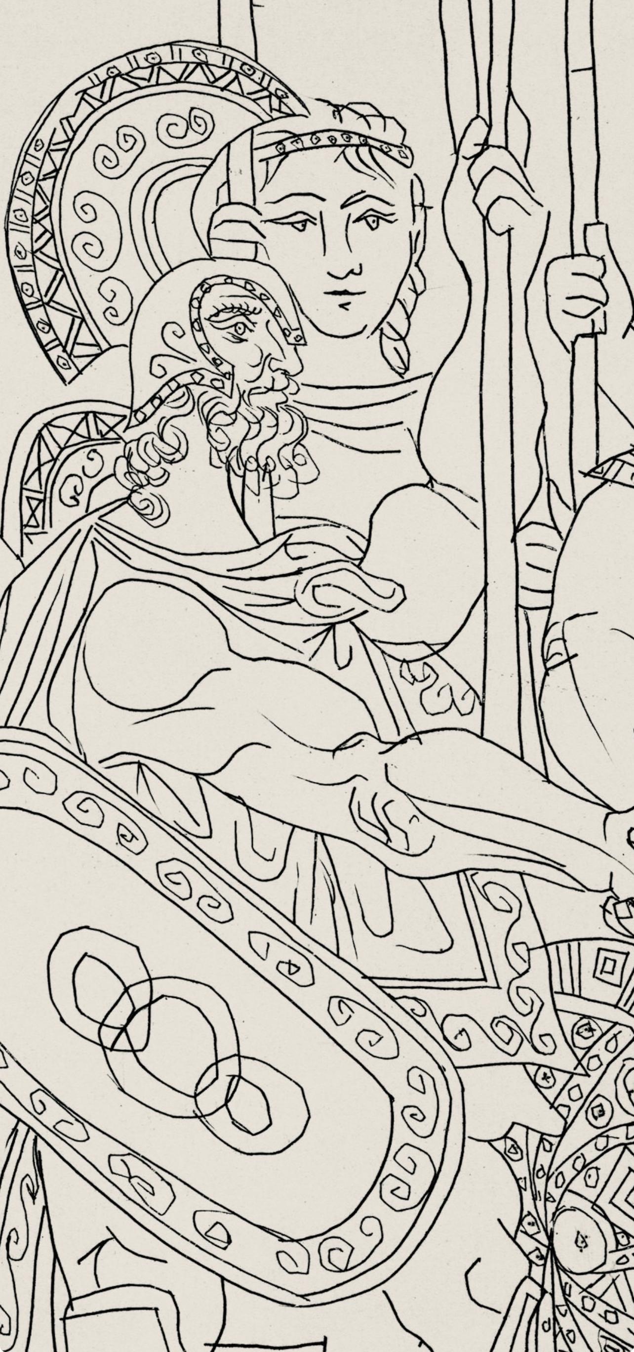Accord entre les Athéniens et les Spartiates, la paix (Bloch 267-272; C. 24) - Cubist Print by Pablo Picasso