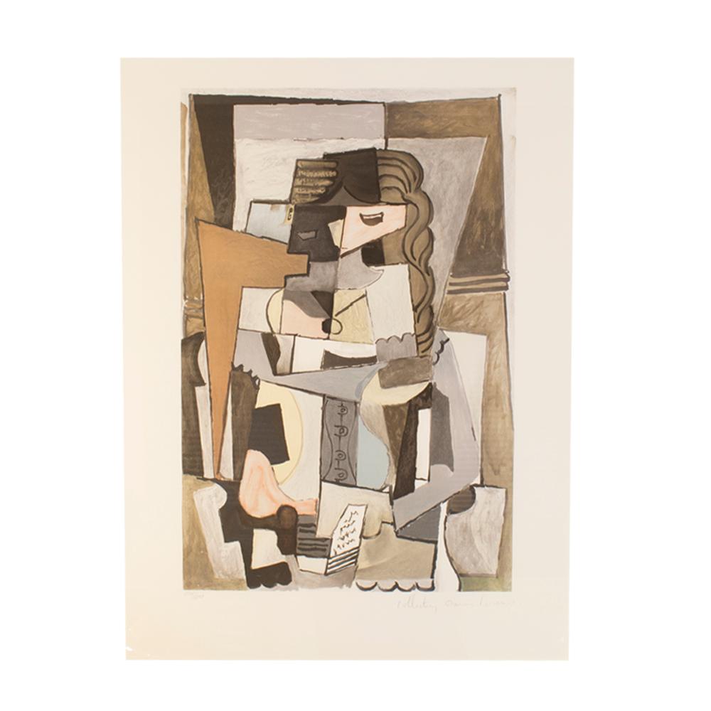 Nach Pablo Picasso (1881 - 1973), Femme Au Corset Lisant Us Livre, signiert. im Angebot 1