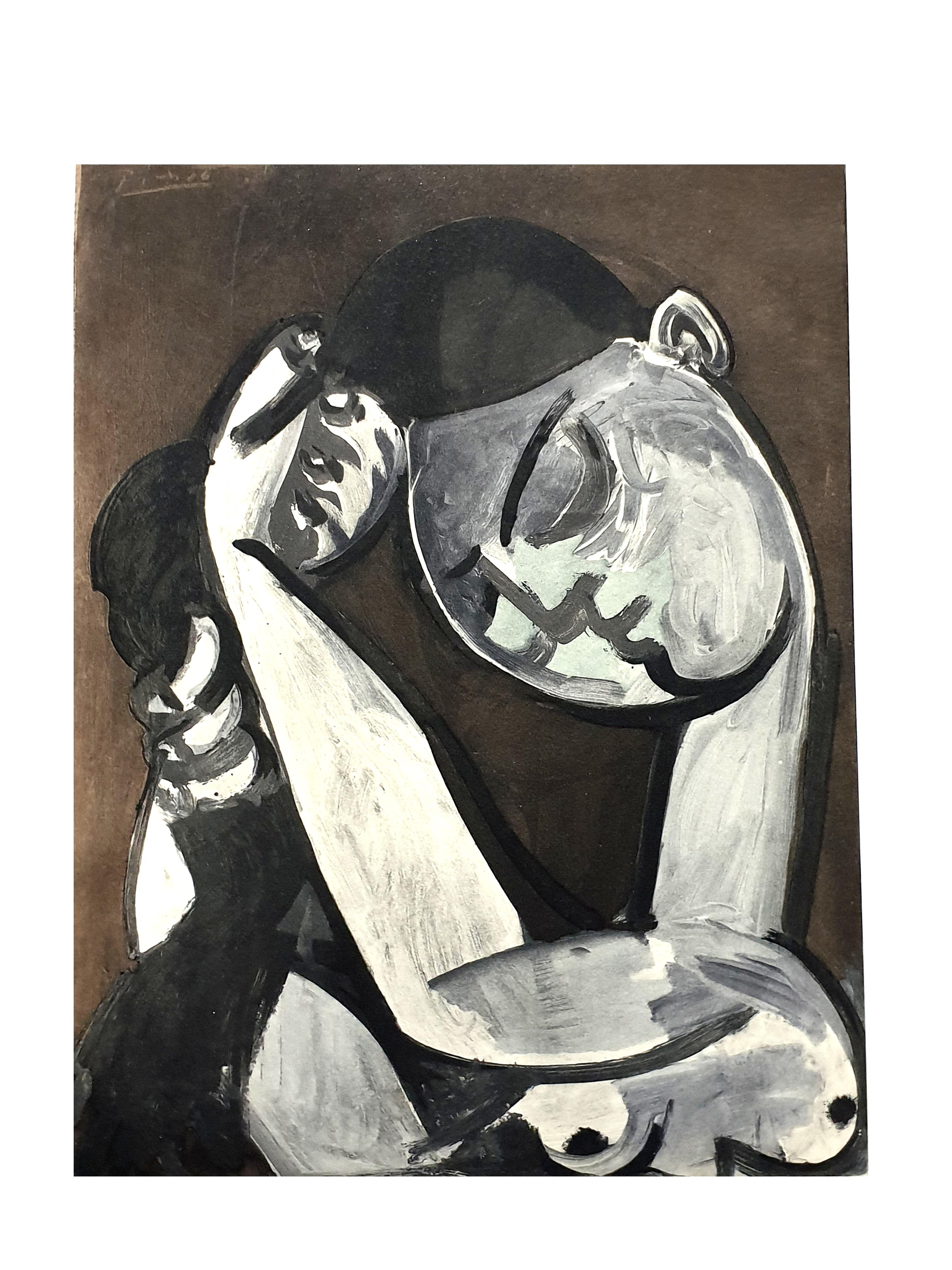 (after) Pablo Picasso Figurative Print - After Pablo Picasso - Woman Combing her Hair - Pochoir