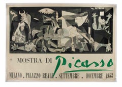 After Picasso Exhibition Poster, "Mostra di Picasso, " depicting Guernica - 1953