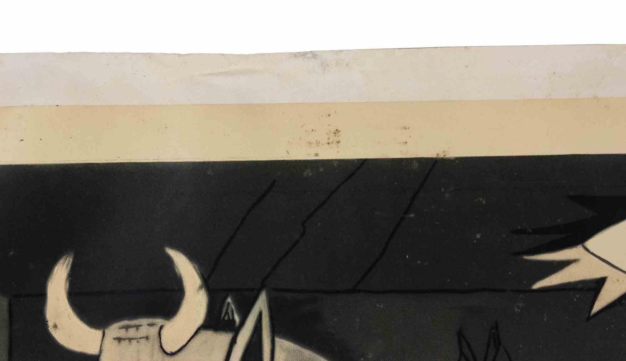 Affiche d'après l'exposition de Picasso, « Stra di Picasso, » représentant Guernica - 1953 - Gris Print par Pablo Picasso