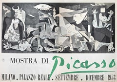 Vintage After Picasso Exhibition Poster, "Mostra di Picasso, " depicting Guernica - 1953