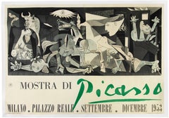 Vintage After Picasso Exhibition Poster, "Mostra di Picasso, " depicting Guernica - 1953