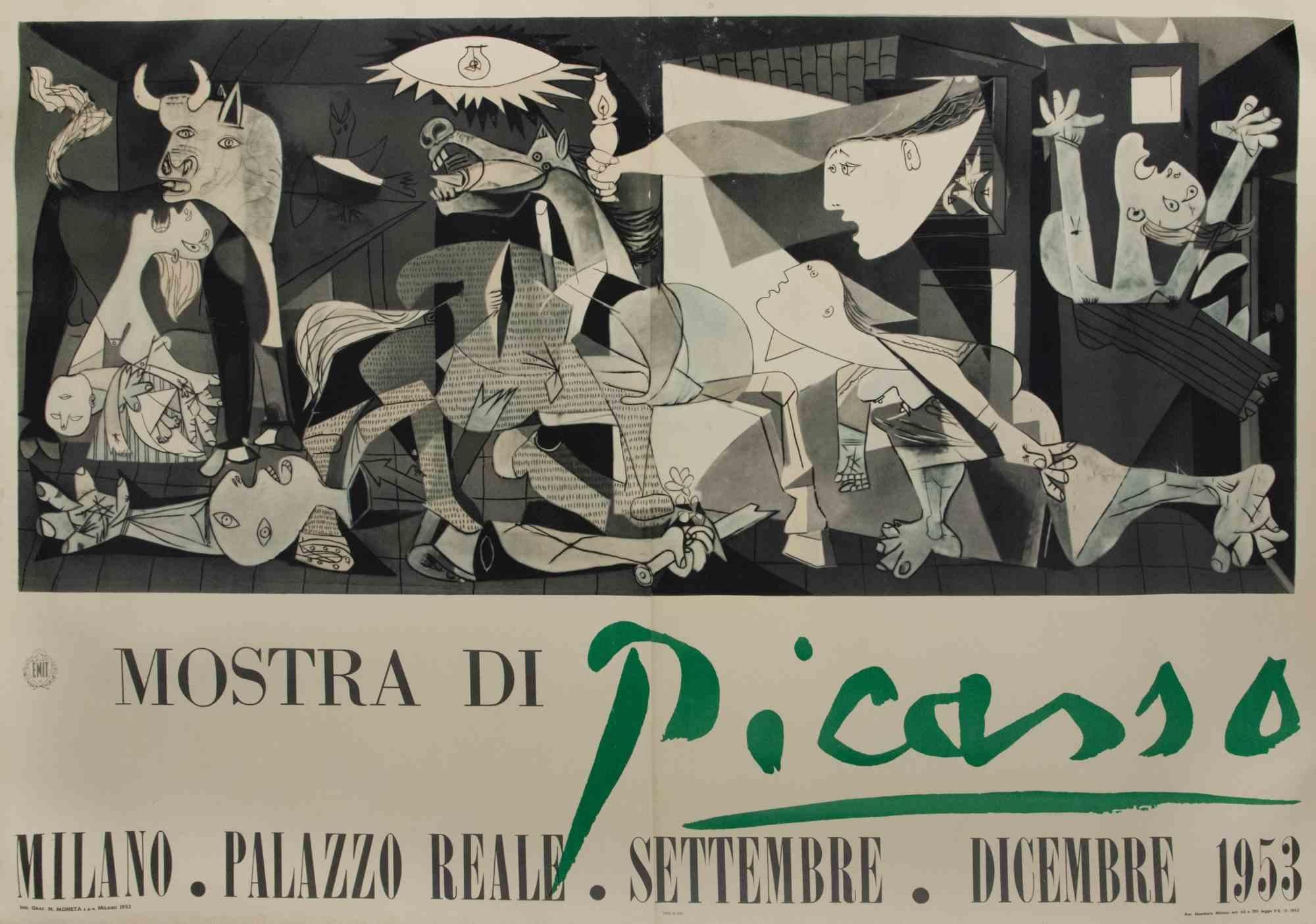 Print de Pablo Picasso - Después del cartel de la exposición de Picasso, "Mostra di Picasso", que representa el Guernica - 1953