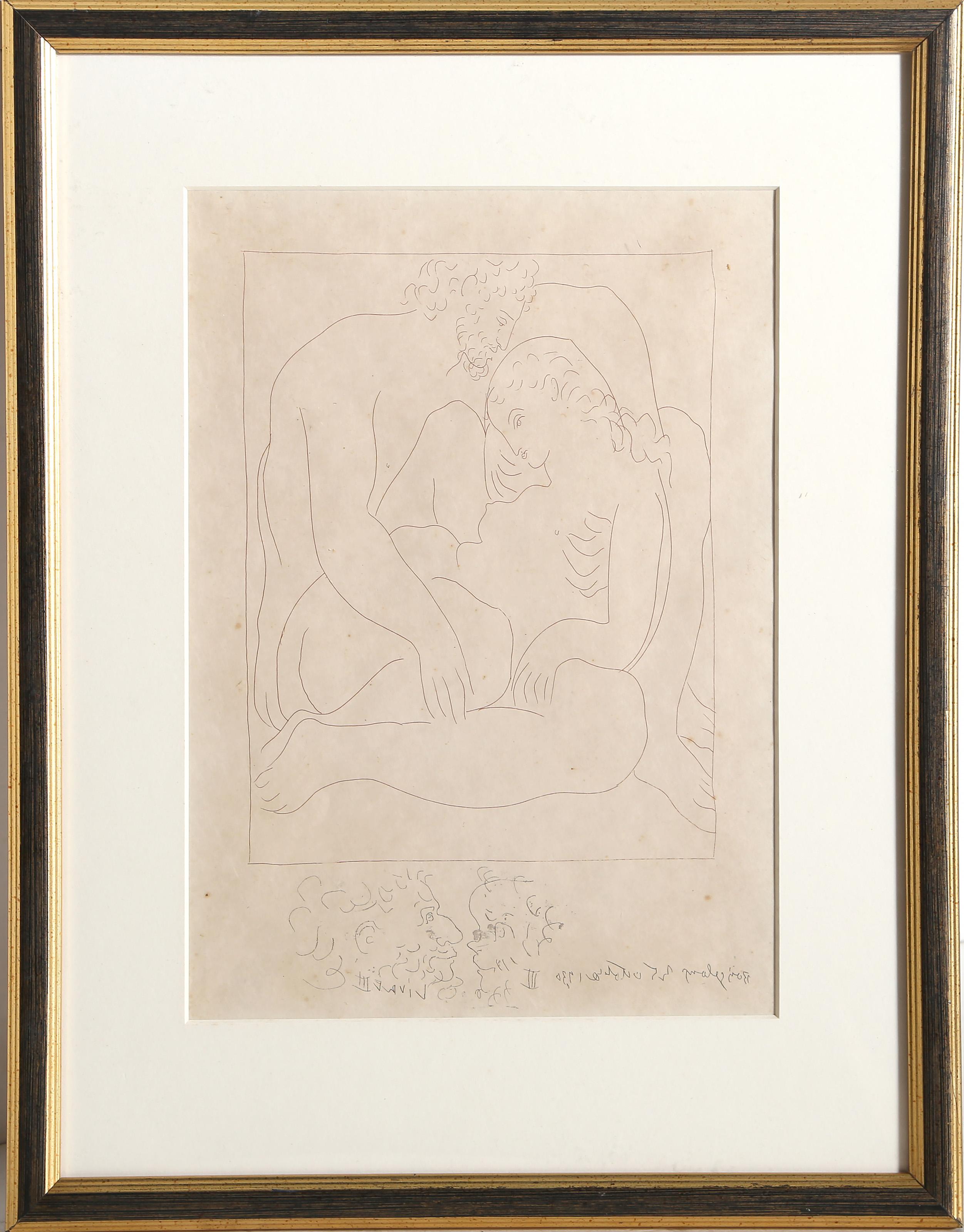 Pablo Picasso, Spanish (1881 -1973) - Amours de Jupiter et de Semele, Year:  1930, Medium:  Etching, dated in the plate, Image Size:  9 x 6.75 inches, Frame Size:  17.75 x 13.75 inches, Reference:  Bloch 104, Description:  From the collection of the