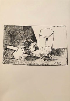Apples, Glass and Knife by Pablo Picasso