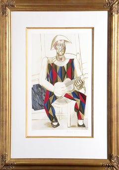 Arlequin a la Guitare, Lithograph by Pablo Picasso