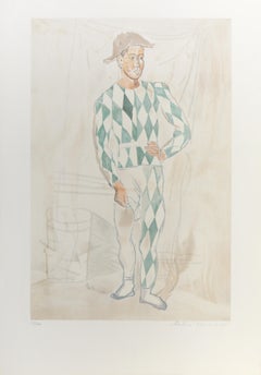 Arlequin en Pied, Cubist Lithograph After Pablo Picasso
