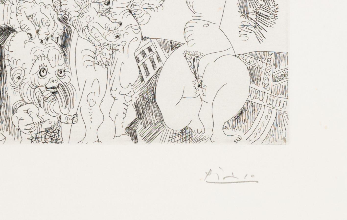 At the Circus with Dancing Odalisque, 1968 (347 Series, B.1696) - Beige Figurative Print by Pablo Picasso