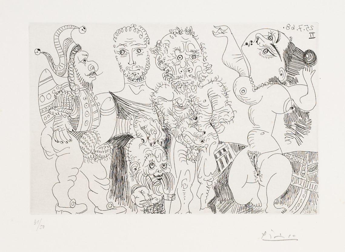 Pablo Picasso Figurative Print - At the Circus with Dancing Odalisque, 1968 (347 Series, B.1696)