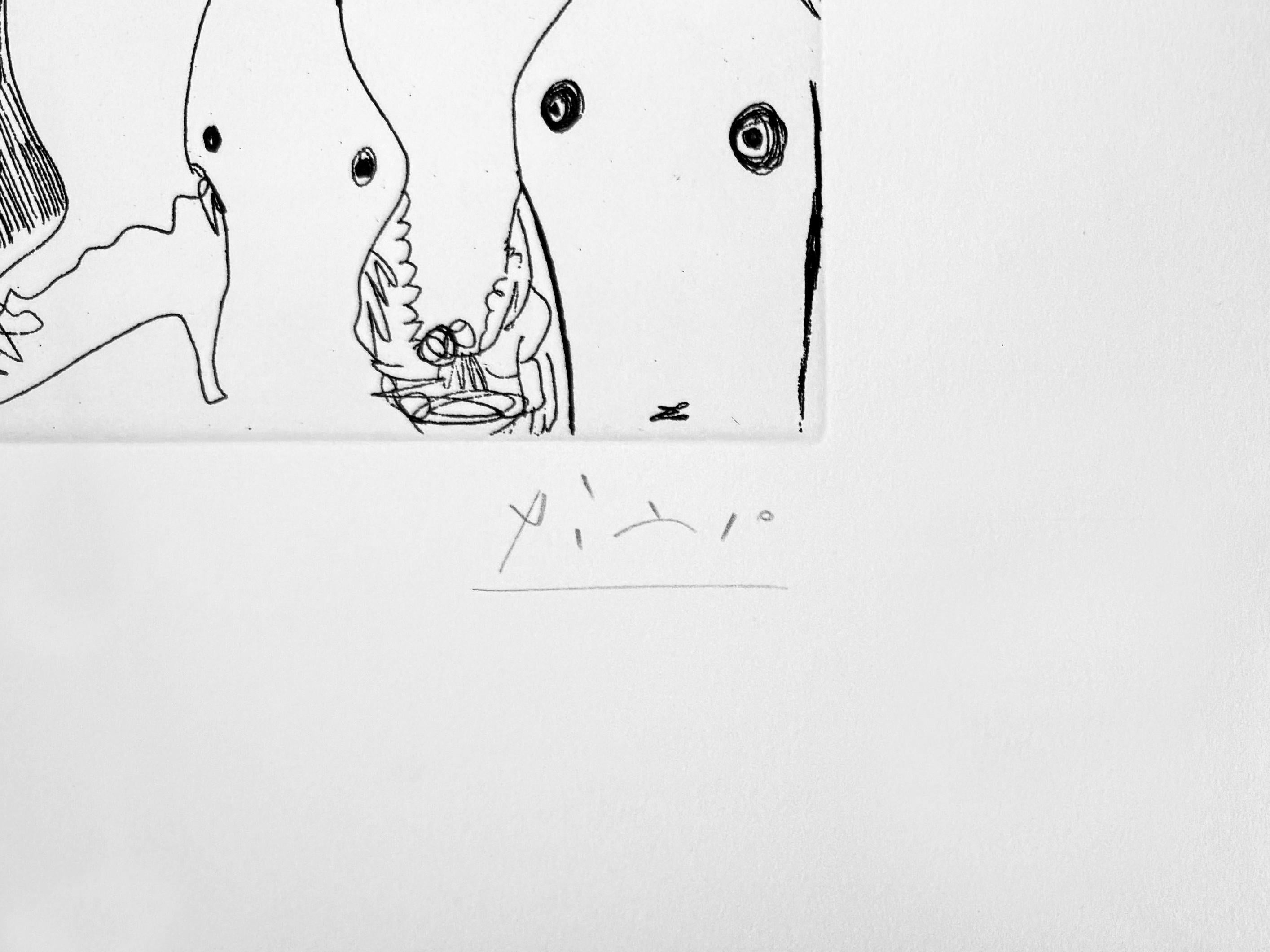 Autoportrait a la Canne, Avec Comedien, Amour Replet et Femmes (Bl. 1488) - Print by Pablo Picasso