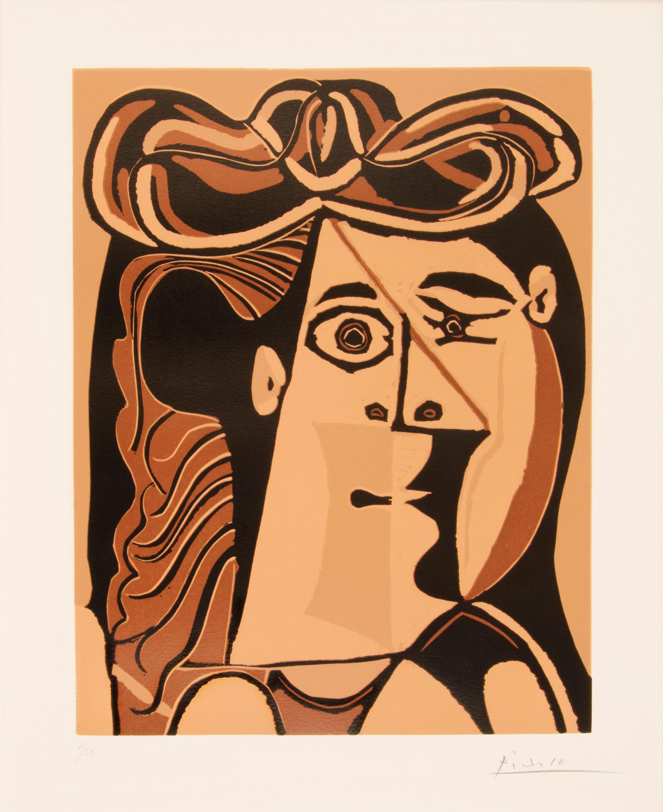 Pablo Picasso Figurative Print - B1070 Tête de femme au chapeau 
