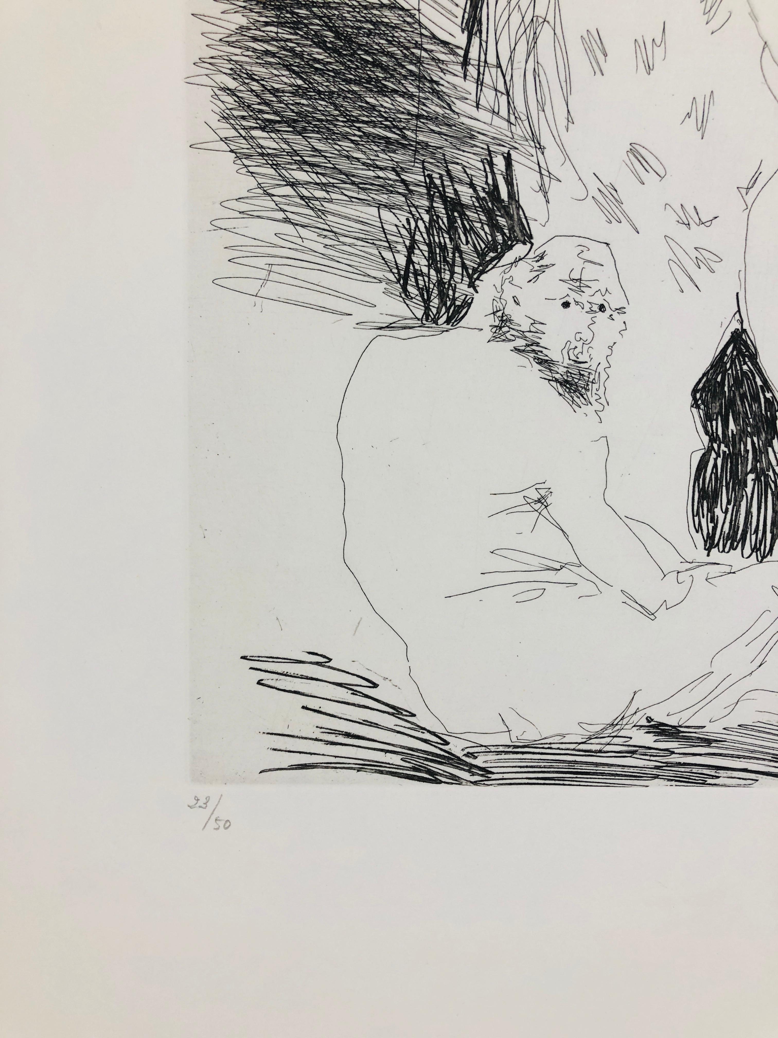 This piece is an original etching by Pablo Picasso, done in 1968. It was created for Picasso's series entitled 347 Series, which consists of 347 original works. This piece is hand signed and numbered from the edition of 50, plus 15 proofs.  It is