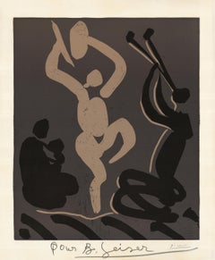 Bacchanale avec une femme assise tenant un bébé - Cubism, Prints, Linocut