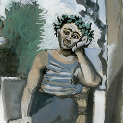 'Bacchanale' original aquatint signed by Pablo Picasso, male nude Mediterranean