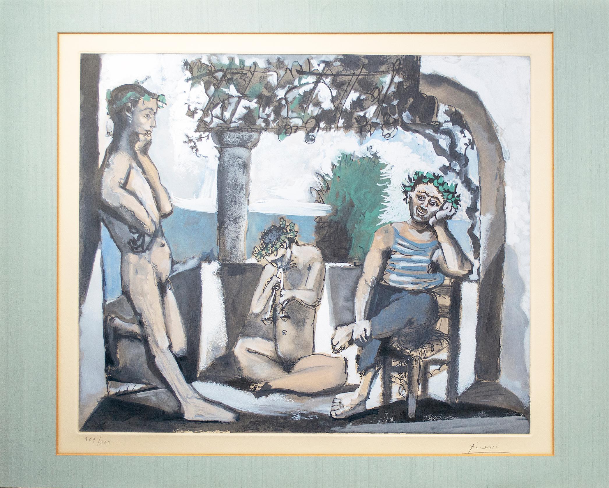 'Bacchanale' original aquatint signed by Pablo Picasso, male nude Mediterranean 3