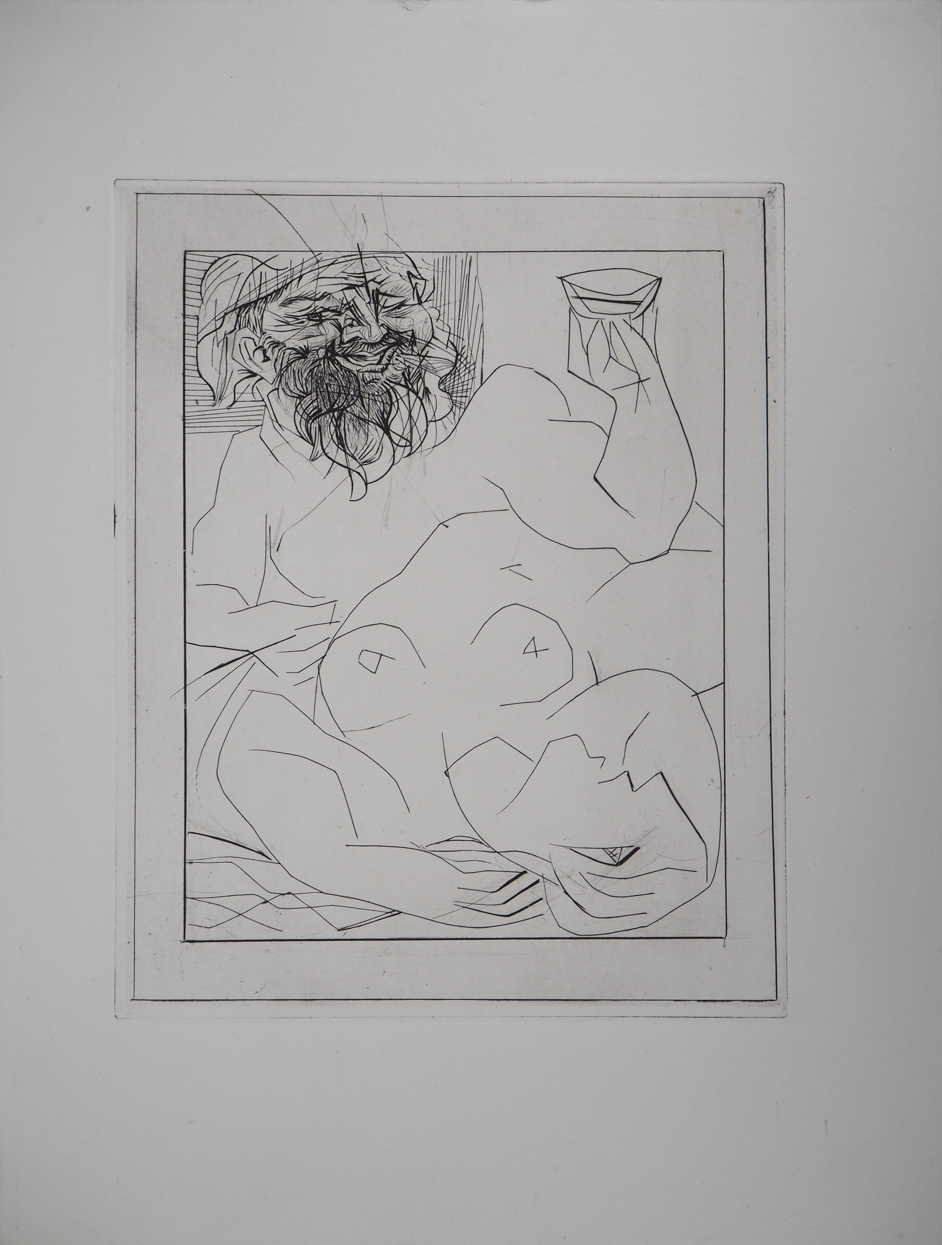 Bacchus and Reclining Nude - Original etching - Vollard edition - (Bloch #284) - Print by Pablo Picasso