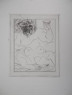Bacchus and Reclining Nude - Original etching - Vollard edition - (Bloch #284)