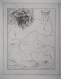 Bacchus and Reclining Nude - Original etching - Vollard edition - (Bloch #284)