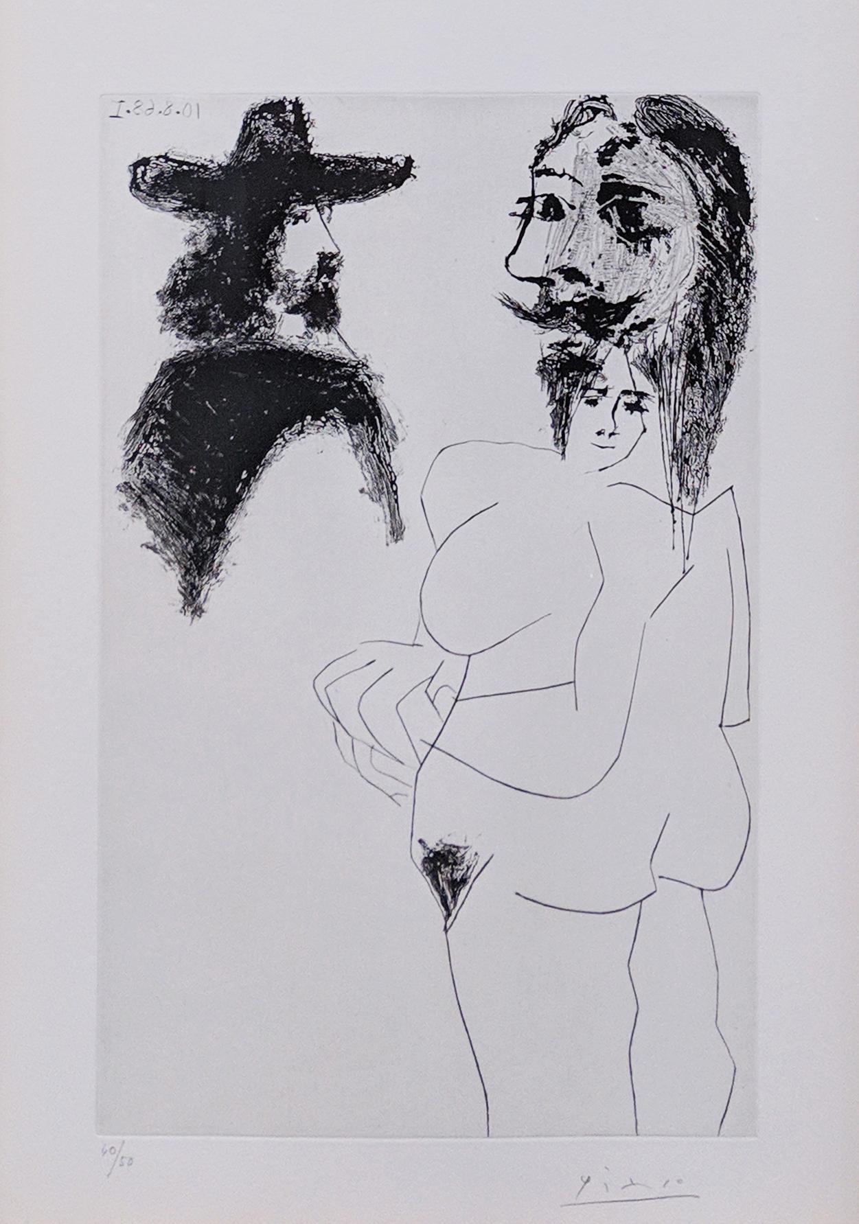 Pablo Picasso Nude Print - BEAU GENTILHOMME ESPAGNOL ET FEMME À BARBE (BLOCH 1743)