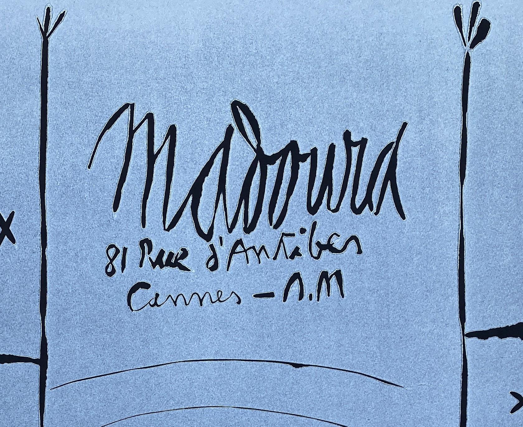 Madoura, 81, Rue d'An - Original Linocut Handsigned and Ltd /100 - (Bloch #1296) - Gray Portrait Print by Pablo Picasso