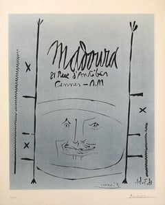 Blue Face for Madoura - Original Linocut Handsigned and Ltd /100 - (Bloch #1296)